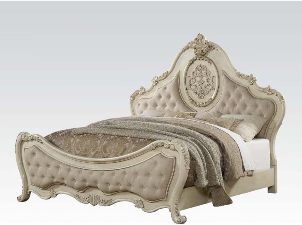 ACME Furniture Ragenardus Bed, California King, Fabric/Antique White