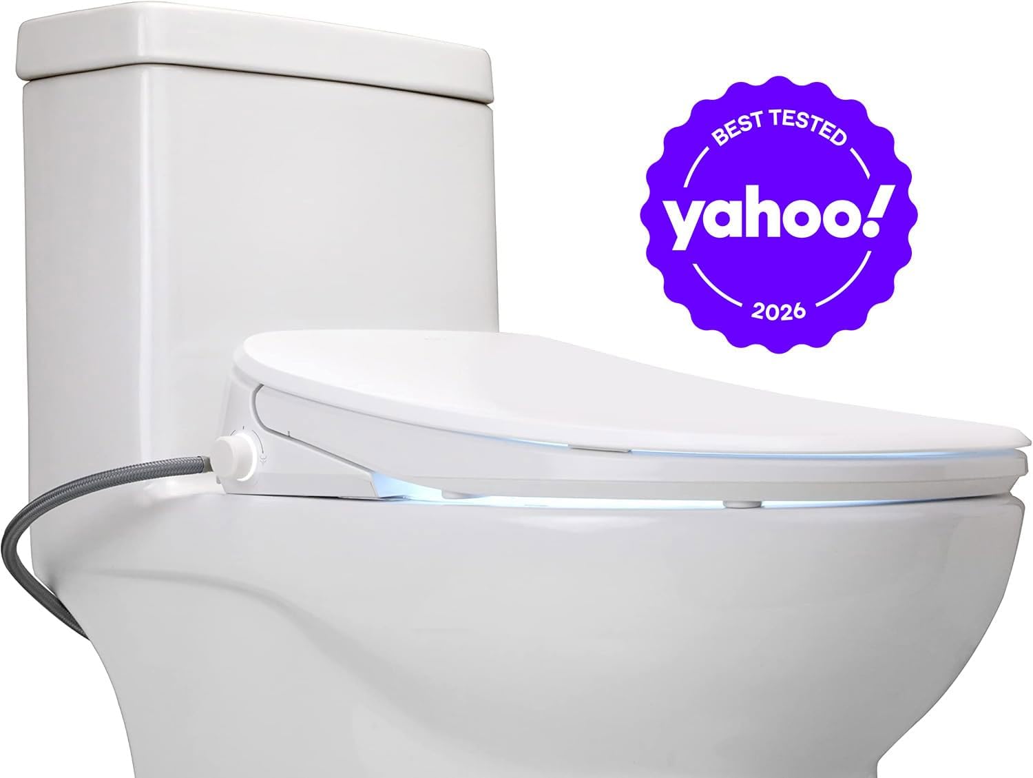 ALPHA BIDET UX Pearl Bidet Toilet Seat in Elongated White | Ultra Low Profile | Endless Warm Water | Arced Stainless Steel Nozzle | LED Nightlight | Dryer | Deodorizer | 3 Year Warranty