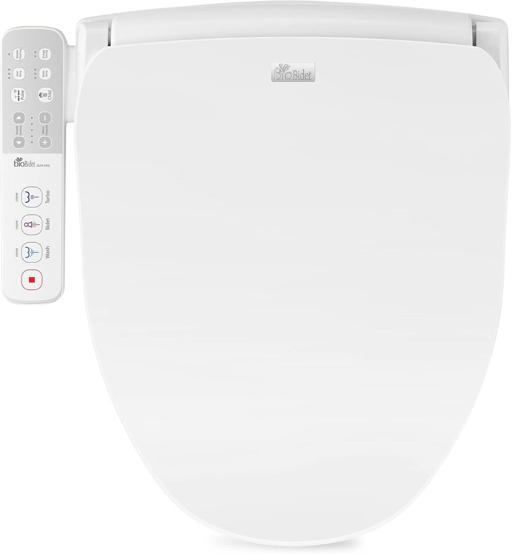 Bio Bidet Slim ONE Smart Toilet Seat in Elongated White with Stainless Steel Self-Cleaning Nozzle, Nightlight, Turbo Wash, Oscillating, and Fusion Warm Water