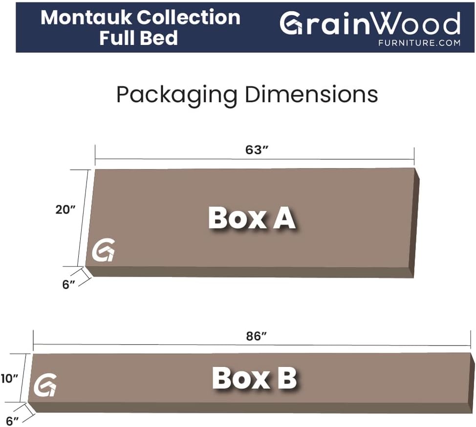 Grain Wood Furniture Montauk Solid Wood Bed, Full Size, Rustic Off-White