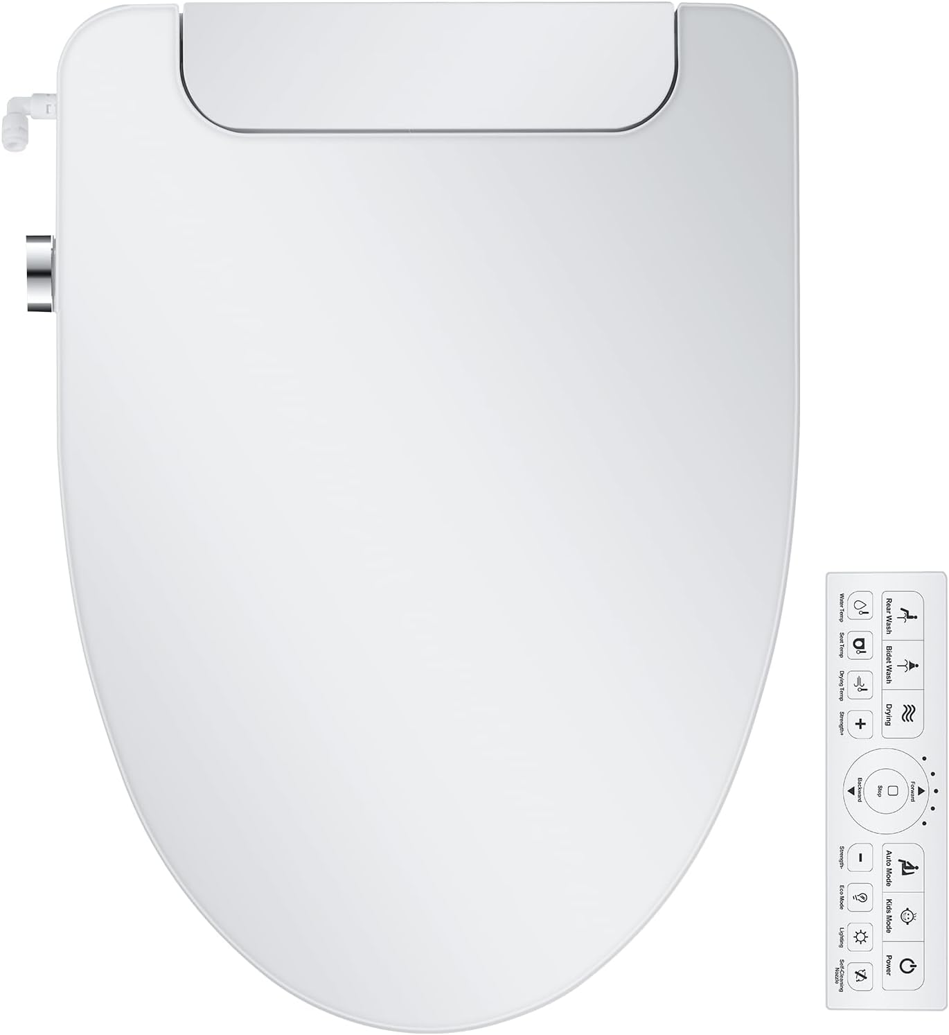 Electric Bidet Toilet Seat, Elongated, Warm Water with Air Dryer, Heated Seat and Slow Close Lid, Front and Rear Wash, Adjustable Water Temperature, LED Nightlight, Wireless Remote, White, 101