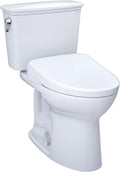 TOTO® Drake® Transitional WASHLET®+ Two-Piece Elongated 1.28 GPF Universal Height TORNADO FLUSH® Toilet and S7A Contemporary Bidet Seat with Auto Flush, Cotton White - MW7864736CEFGA#01