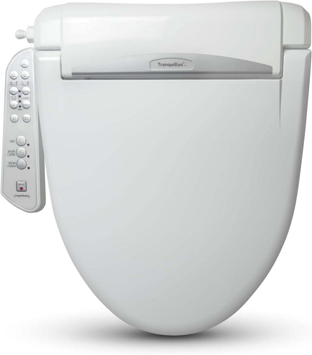 Tranquillus Essential Round Bidet - Water and Air Adjustable Toilet Seat, Electric Bidet - ADA Compliant Seat, Heated with Dryer - Easy DIY Installation, Soft Close Lid - Made in Korea