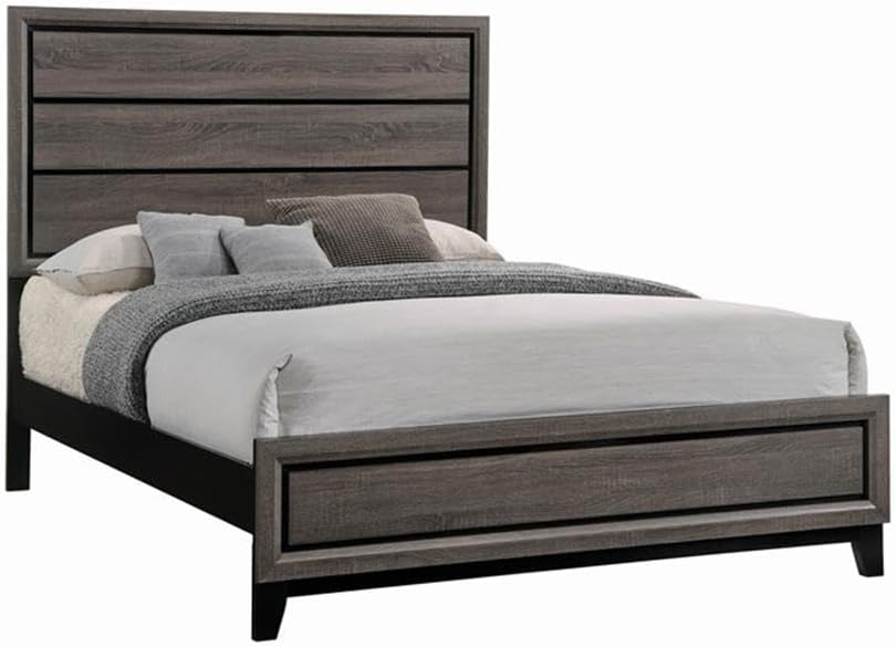Coaster 5-Piece Transitional Wood Eastern King Panel Bedroom Set in Gray