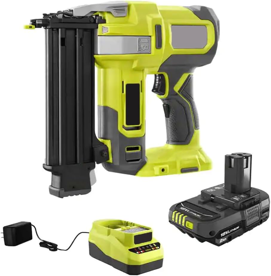 P321-PSK005 Fits for RYOBI 18V Cordless 18-Gauge Brad Nailer Kit with 2.0 Ah Compact Battery and Charger