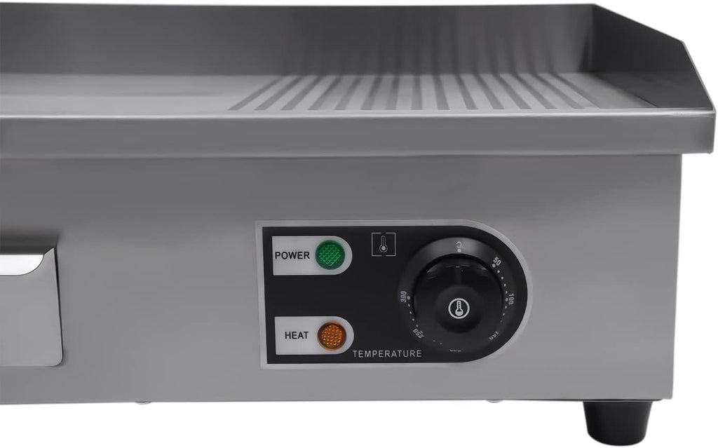 1600W Commercial Griddle, 22' X 13.7' Electric Griddles Grill,Commercial Flat Top Griddle Countertop Griddle Hot Plate Kitchen Stainless Steel Restaurant Grill, 50-300°C Adjustable Temperatures