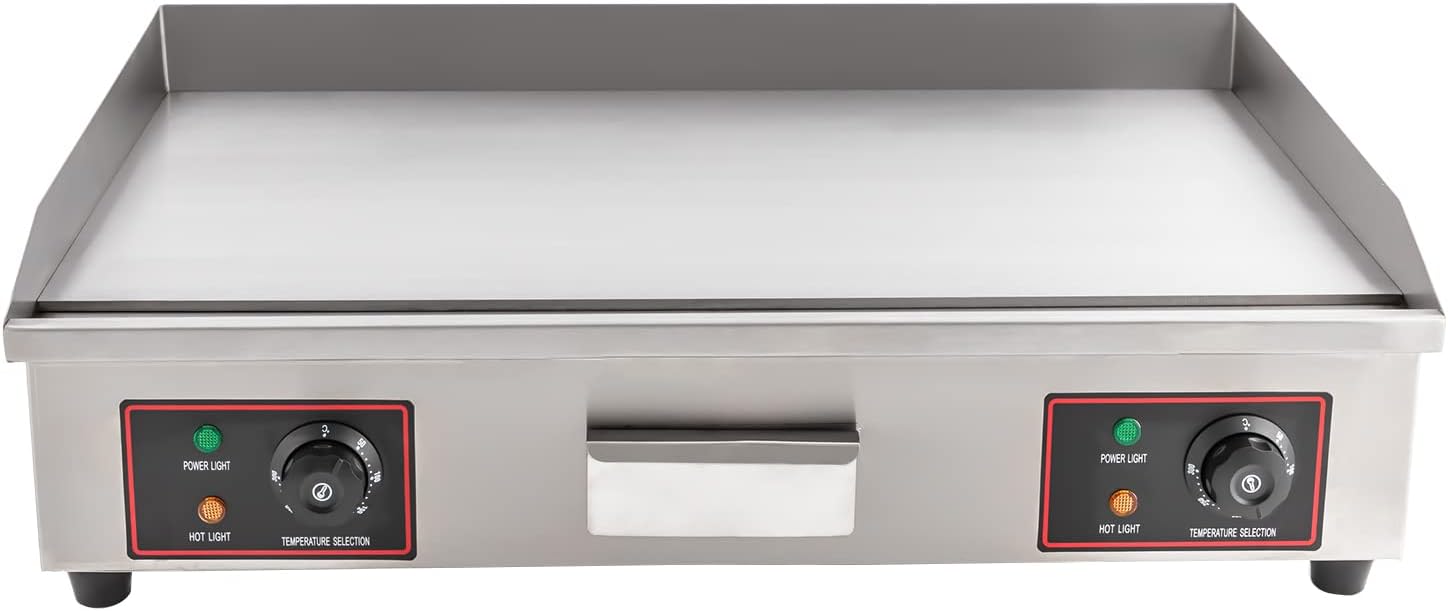 30' Commercial Electric Griddle 3000W 122°F-572°F Precise Thermostatic Control Stainless Steel Non-Stick Countertop BBQ Grill for Restaurant and Kitchen, Ideal Gift 110V