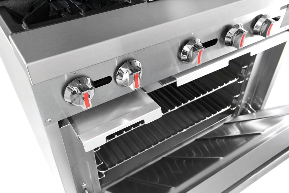 Kratos 36' Wide Commercial Gas Range with 24' Griddle, 2 Burners, and Full Size Oven, Stainless Steel Range for Restaurants, 130,000 BTU, Liquid Propane (29Y-047-LP)