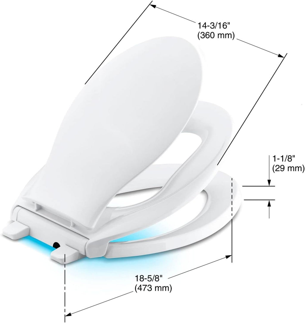 TRANSITIONS® NIGHTLIGHT Q3 TOILET SEAT, Non Ready Latch, Elongated, WHITE