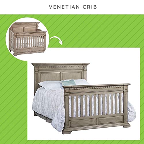 Full-Size Conversion Kit Bed Rails for Kingsley & Centennial Convertible Cribs - Solid Wood - Toddler and Adult Bed Rail for Full-Size Beds - Essential Nursery & Baby Furniture (Driftwood - Venetian)