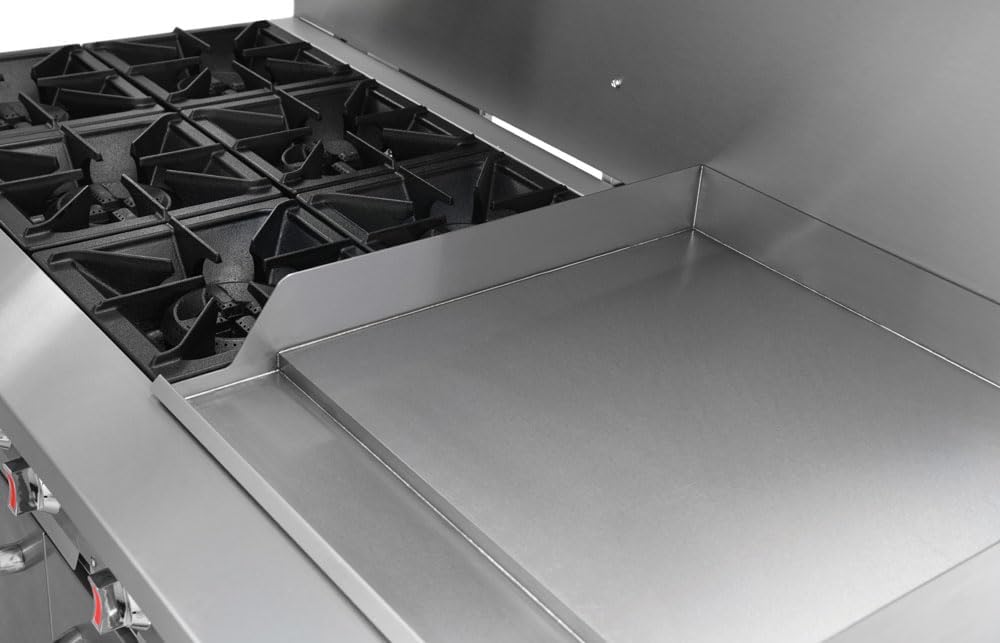 Kratos Commercial Gas Range, Oven & Griddle - 6 Burners, 2 Full Size Ovens and Griddle Plate (24' W), Liquid Propane Powered, 280,000 Total BTU Output, 60' W (29Y-046-LP)