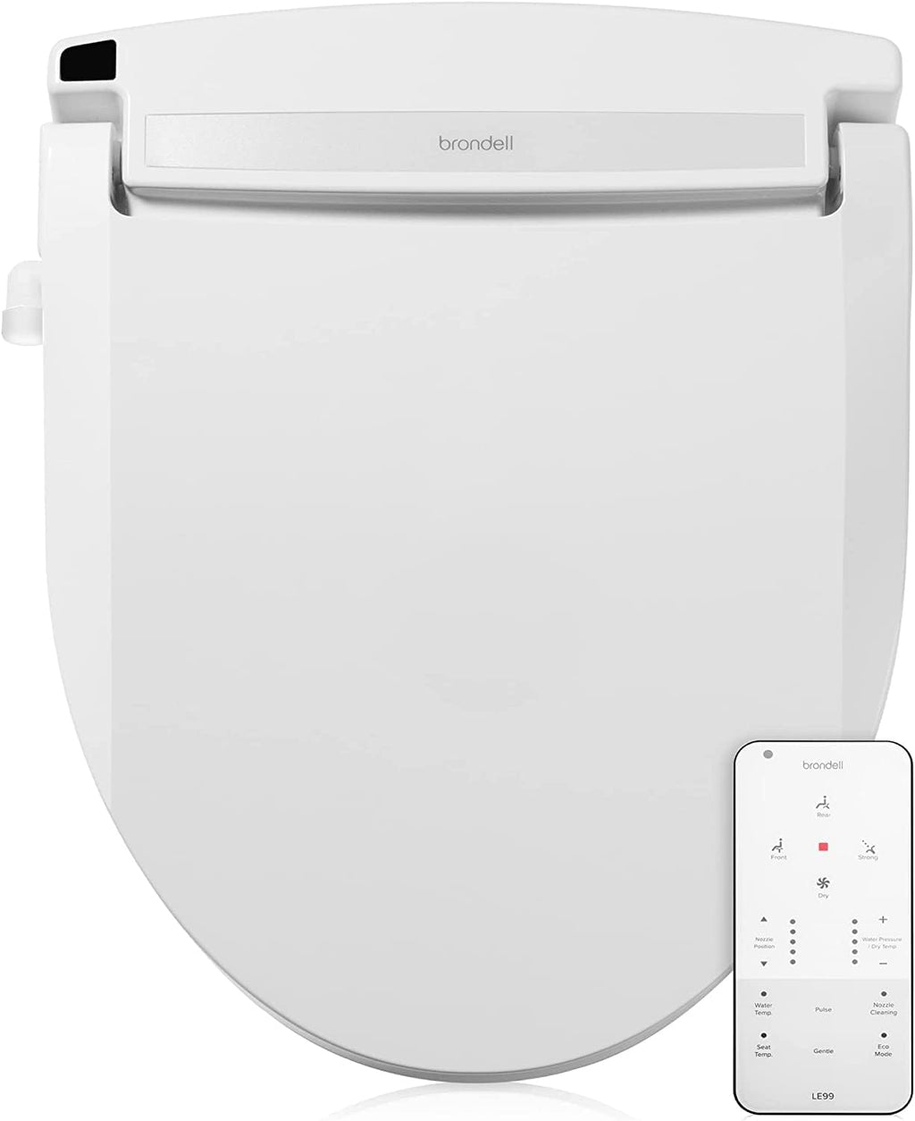Brondell LE99 Bidet Toilet Seat, Fits Round Toilets, Electric Bidet with Remote, Warm Air Dryer, Strong Wash Mode, Stainless-Steel Nozzle, Saved User Settings & Easy Installation