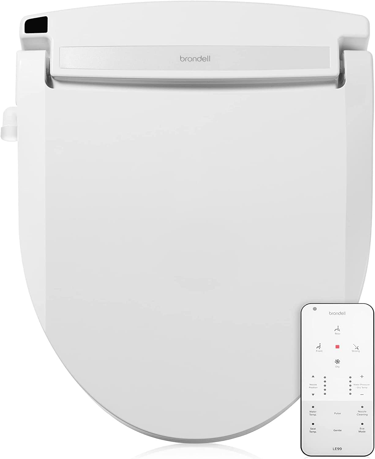Brondell LE99 Bidet Toilet Seat, Fits Round Toilets, Electric Bidet with Remote, Warm Air Dryer, Strong Wash Mode, Stainless-Steel Nozzle, Saved User Settings & Easy Installation