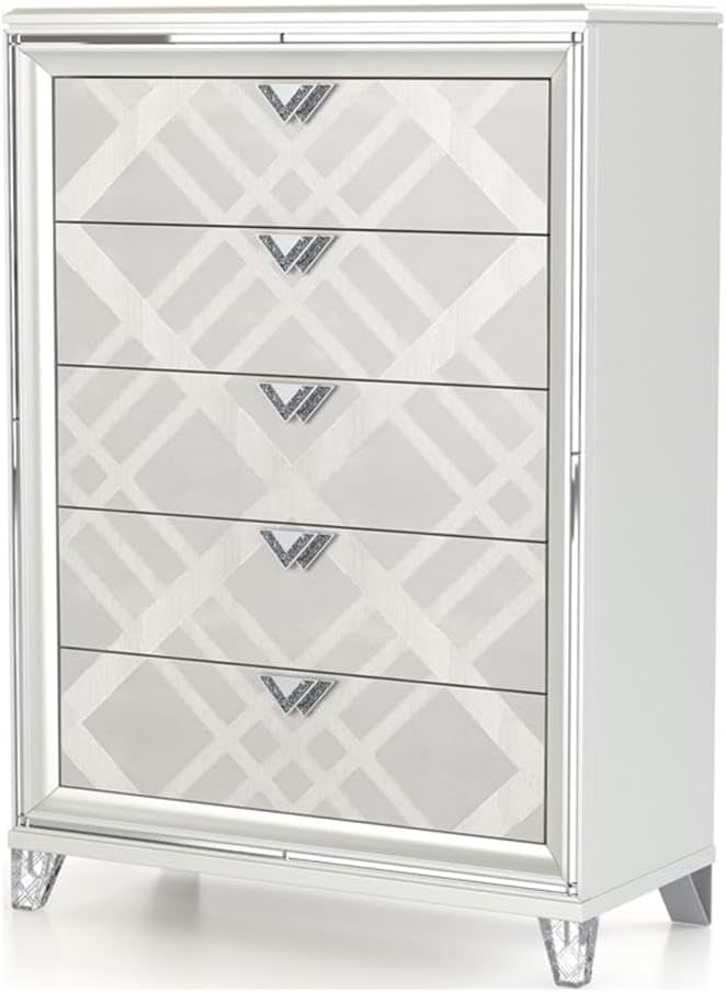 Furniture of America FOA Anaiya 6-Piece Contemporary Wood King Bedroom Set in White
