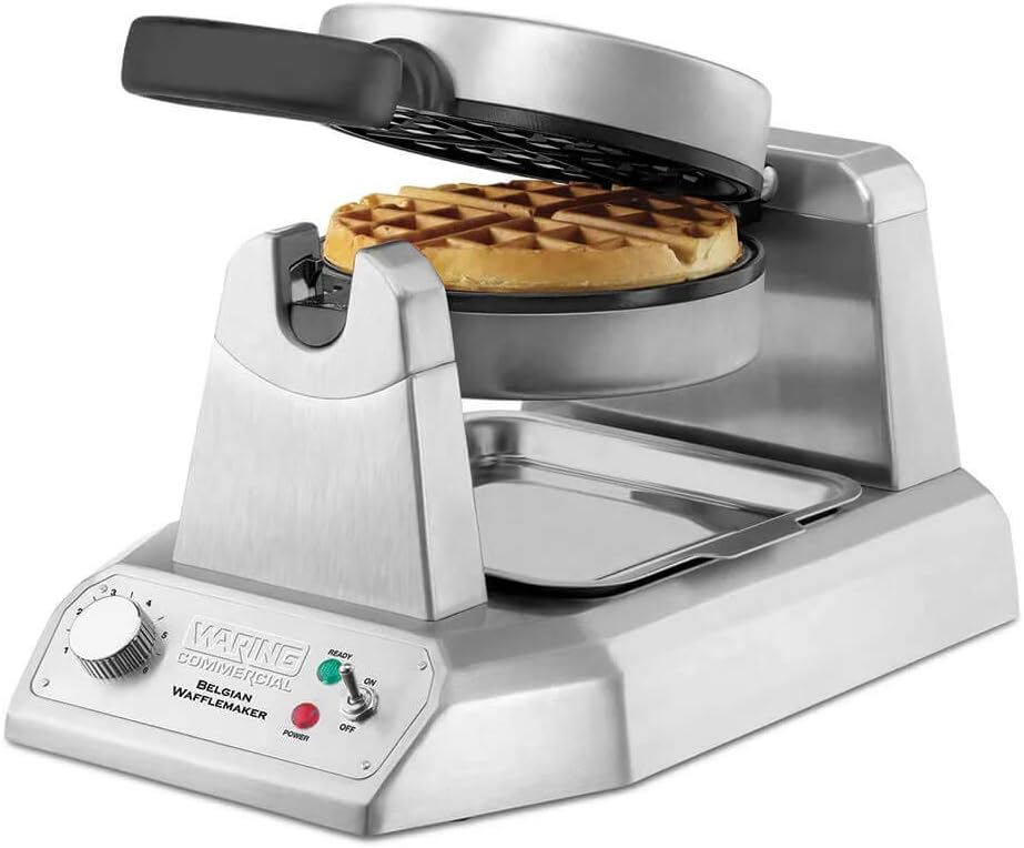 Waring Commercial Belgian Waffle Maker, 25 Waffles per Hour, Rotary Feature for Even Baking, Triple-Coated Nonstick Plates, NSF Certified, WW180X
