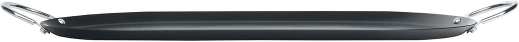 Restaurantware Comal 10 Pack of 8.8 Inch Carbon Steel Nonstick Oval Griddle with Metal Handles Premium Cookware Black
