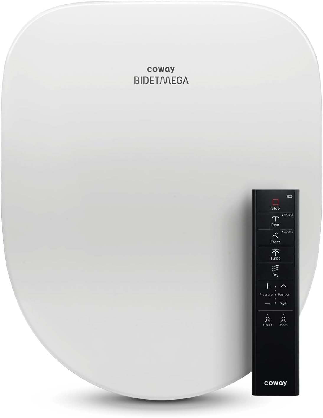 COWAY Bidetmega 500S Electronic Bidet Toilet Seat with Instantaneous Water Heating, Heated Seat and Dryer, Auto Open and Close Lid, Night Light, Deodorizer, Stainless Nozzle, Remote Control, Round
