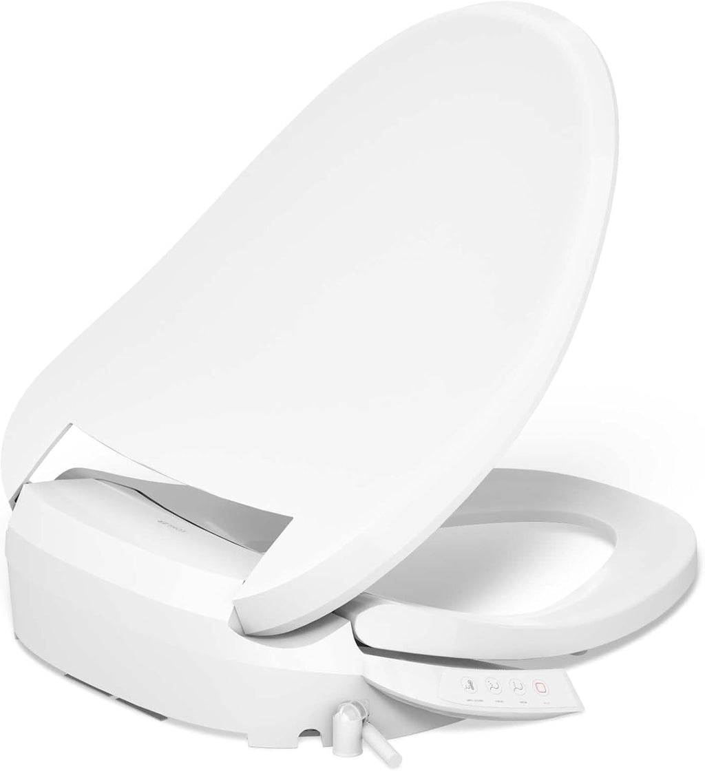 Kohler PureWash E525 Elongated Heated Bidet Toilet Seat, White, Warm Water, Quiet-Close Lid, Self-Cleaning Wand, Adjustable Water Pressure, Side Panel Controls, Easy Installation Bidet Attachment