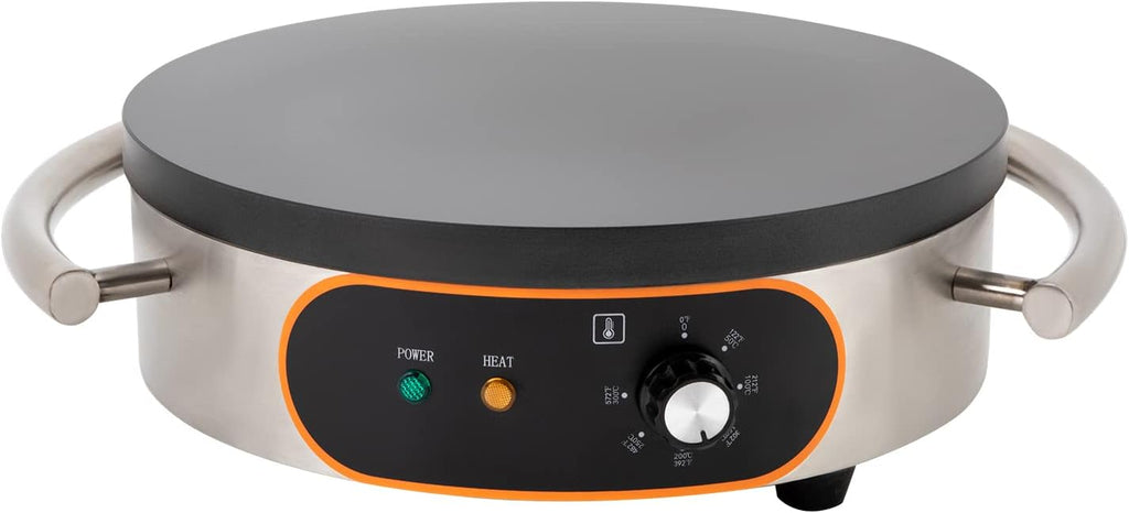 Commercial Crepe Griddle Electric Crepe Maker Machine, 1500W 16inch Commercial Crepe Machine Nonstick Round Crepe Griddle, 122°F-572°F Temp. Range for Blintzes, Crepes, Tortillas, Eggs