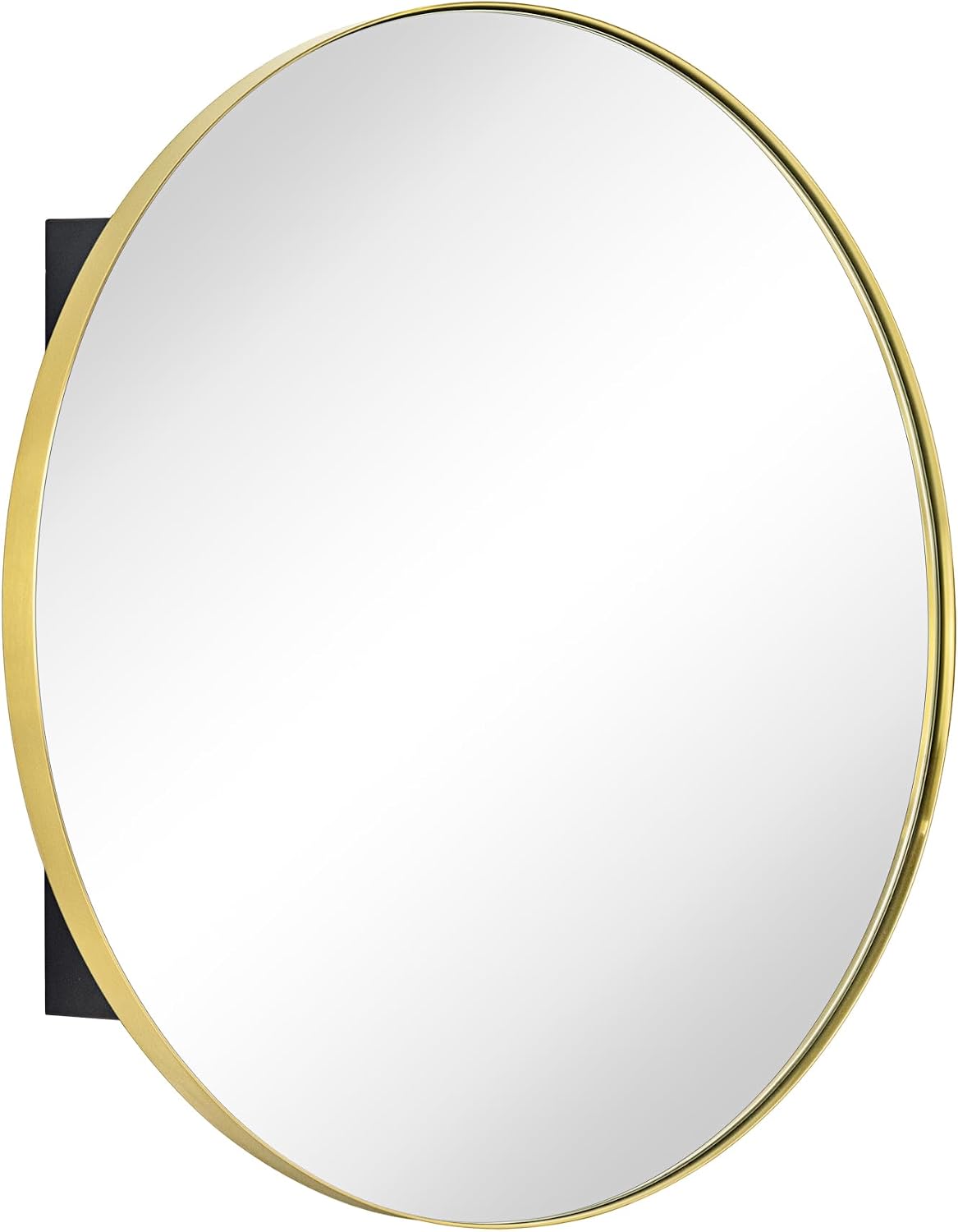 Surface Mount Brushed Gold Round CircleBathroom Medicine Cabinet with Mirror Circlular Shaped Stainless Steel Metal Framed Medicine Cabinets Bathroom Cabinet with Mirror 24'' Diameter