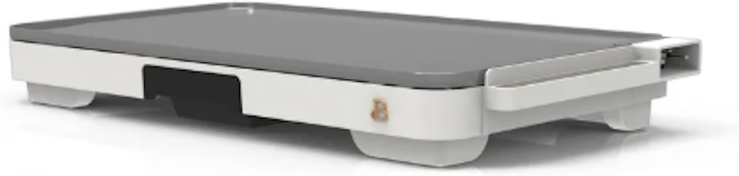 Stunning XL Electric Griddle 12' x 22,' Non-stick by Drew Barrymore (White)
