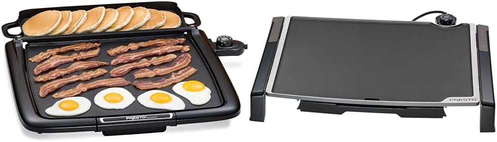 Presto 07023, Cool-touch electric Griddle/Warmer Plus & 19' X 15' 07073 Electric Tilt-N-fold Griddle, 19', Black