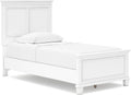 Signature Design by Ashley Fortman Transitional Twin Panel Bed with Tapered Feet, Foundation or Box Spring Needed, White