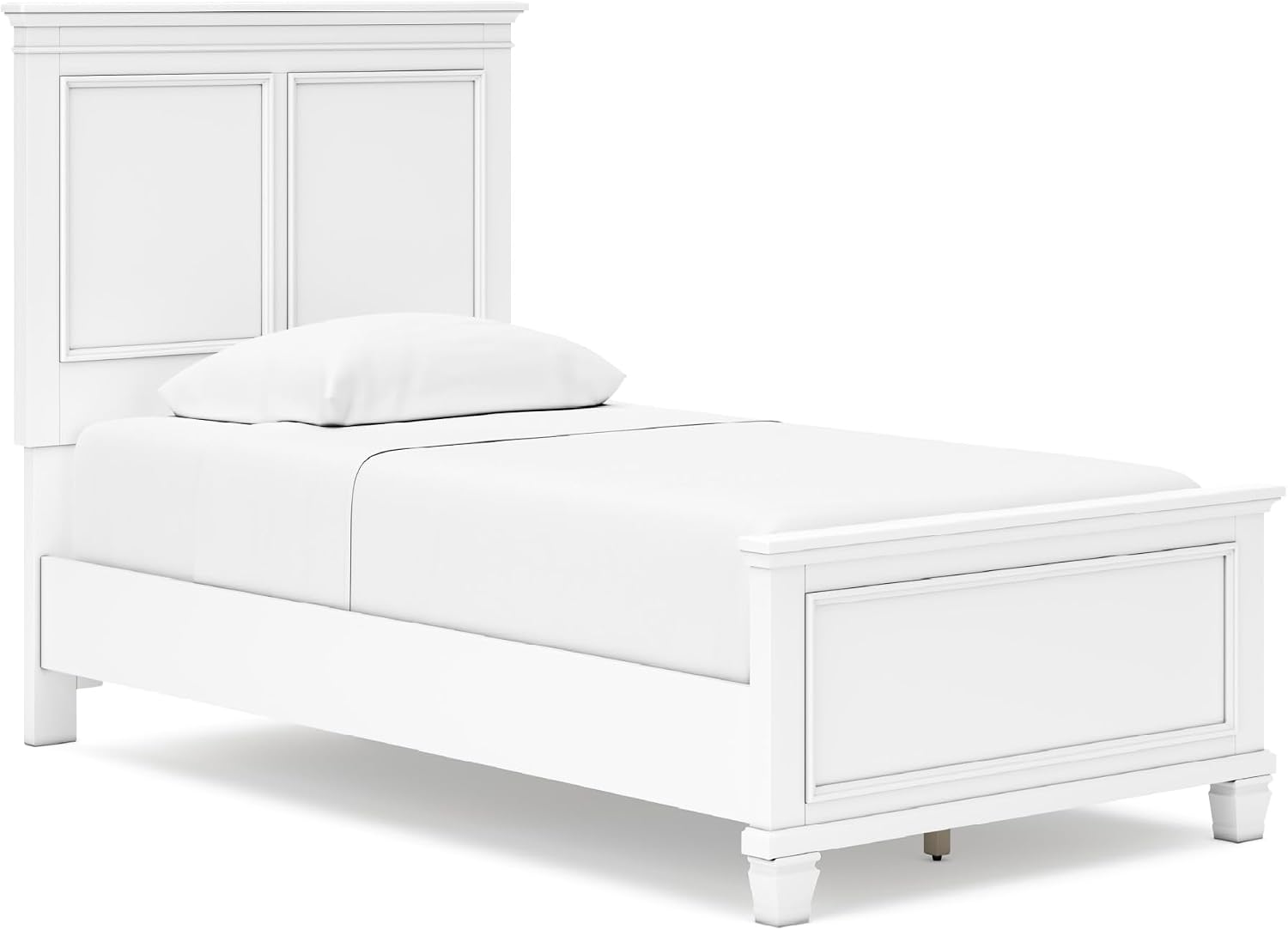Signature Design by Ashley Fortman Transitional Twin Panel Bed with Tapered Feet, Foundation or Box Spring Needed, White