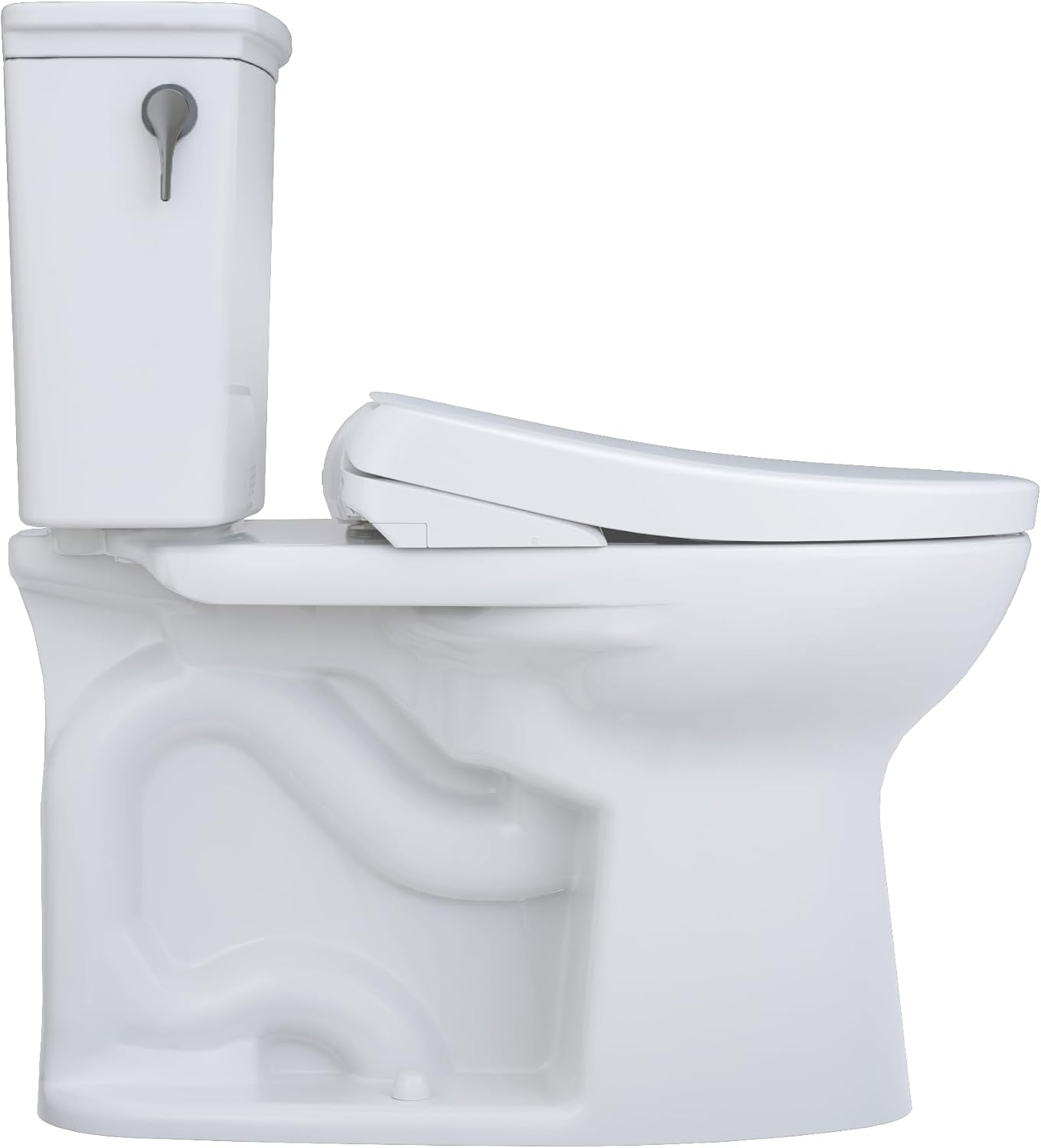 TOTO® Drake® Transitional WASHLET®+ Two-Piece Elongated 1.28 GPF TORNADO FLUSH® Toilet with S7A Contemporary Bidet Seat, Cotton White - MW7864736CEG#01
