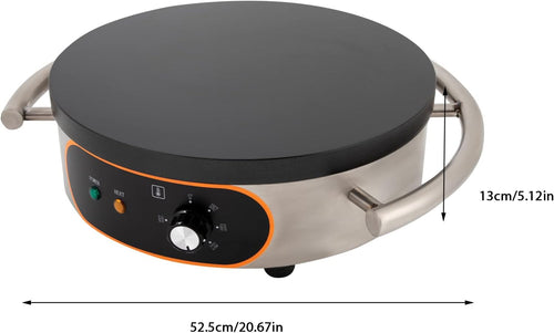 16 inch Professional Crepe Maker, 1500W Non-stick Stainless Steel Electric Griddle Adjustable Temperature Pancake Maker for Making Various Flavors of Crepe, Pancake, Tortillas, Steak, Bacon