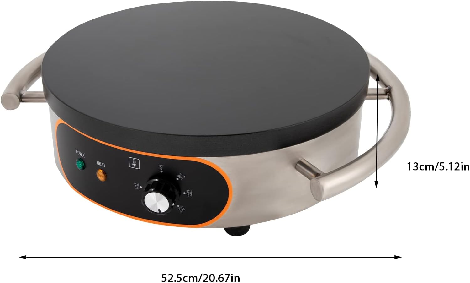 16 In Crepe Maker, Commercial Electric Nonstick Pancake Maker Machine with Nonstick Round Crepe Hotplate Griddle Machine For Tortilla Eggs BBQ, 1500W