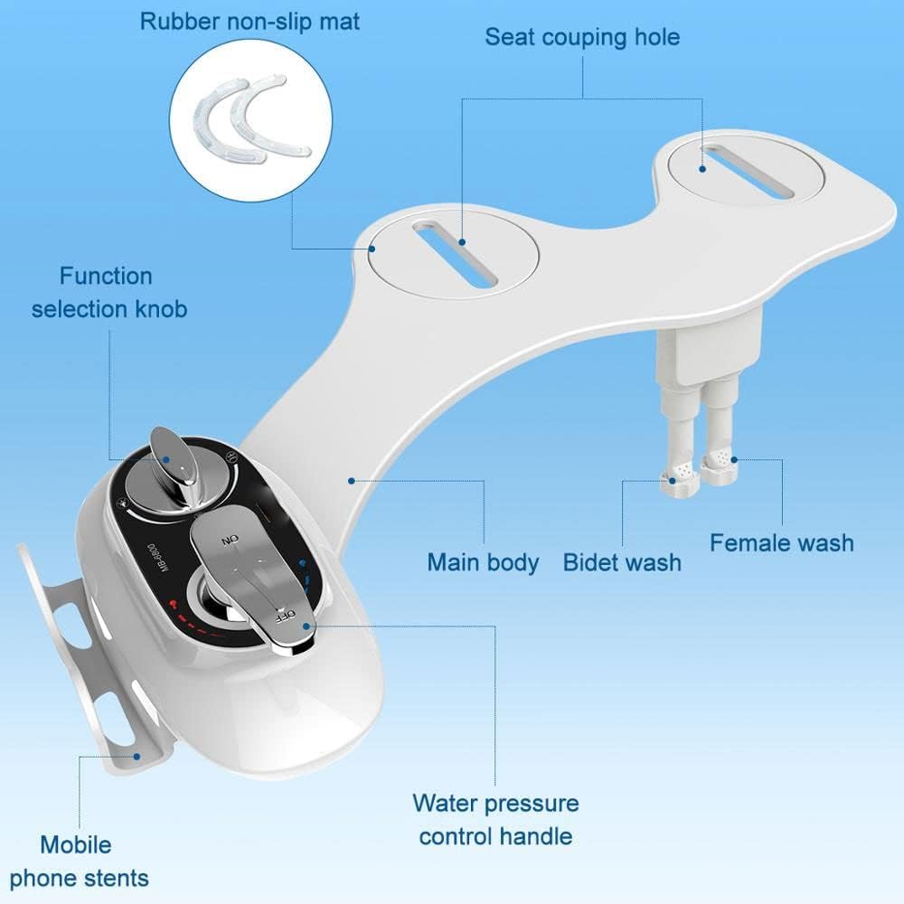 Toilet Seat Bidet Attachment Non-Electric Anal Cleaning Shower Washing Sprayer Horizontal