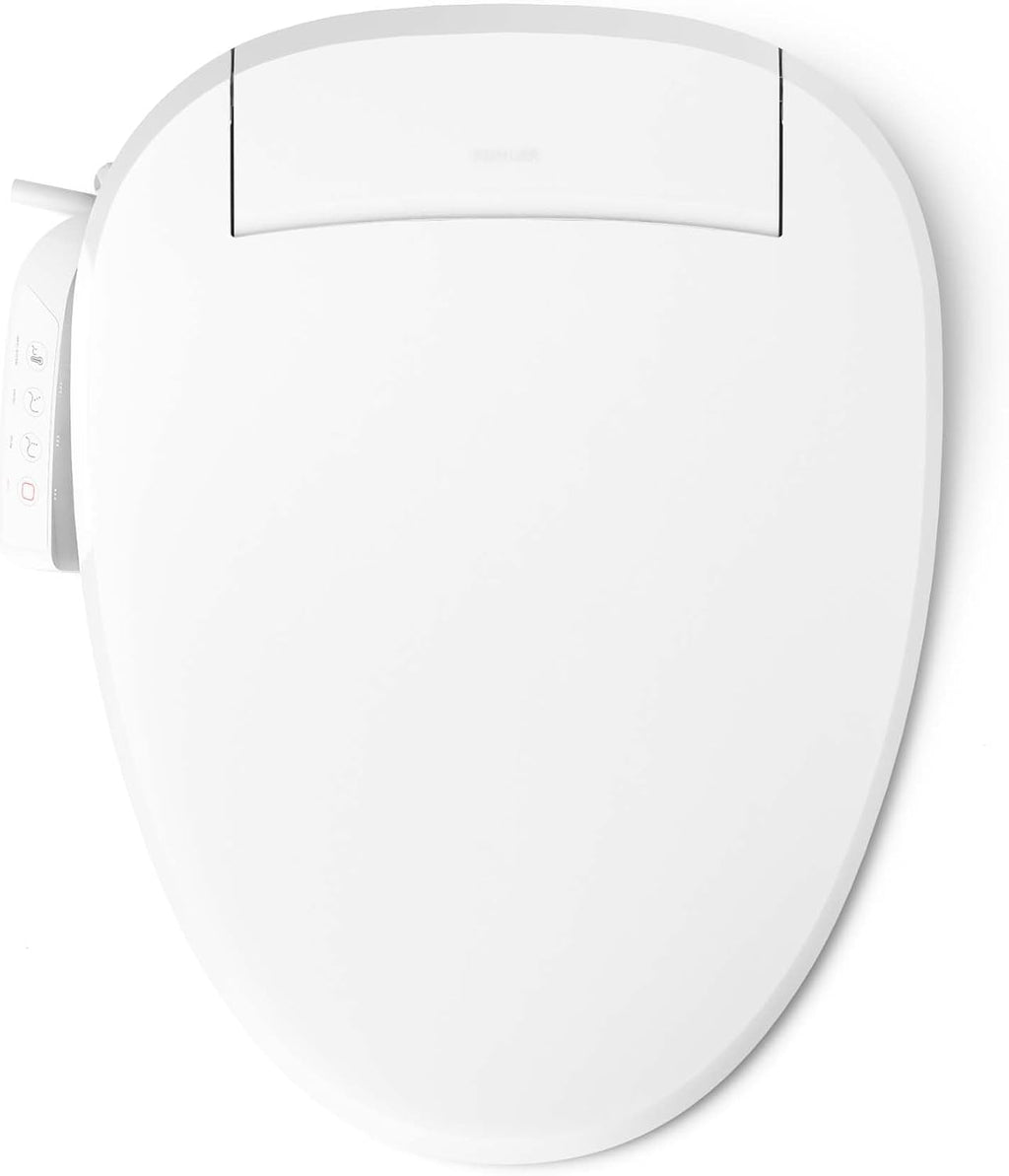Kohler PureWash E525 Elongated Heated Bidet Toilet Seat, White, Warm Water, Quiet-Close Lid, Self-Cleaning Wand, Adjustable Water Pressure, Side Panel Controls, Easy Installation Bidet Attachment