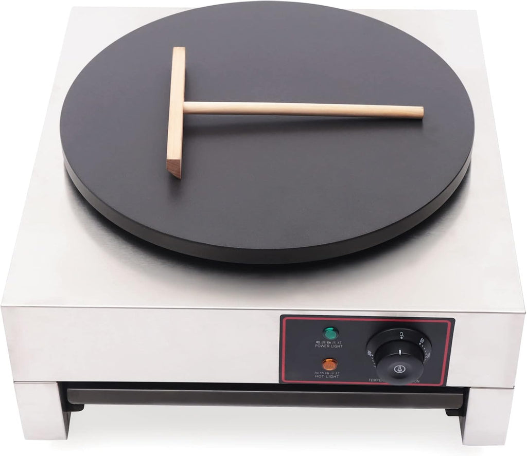 Commercial Crepe Maker Electric Griddle Crepe Maker 16 Inch 1700W Nonstick Professional Crepe Machine Maker, Round Crepe Griddle, 122°F-572°F Temp. Range for Crepes, Blintzes, Tortillas