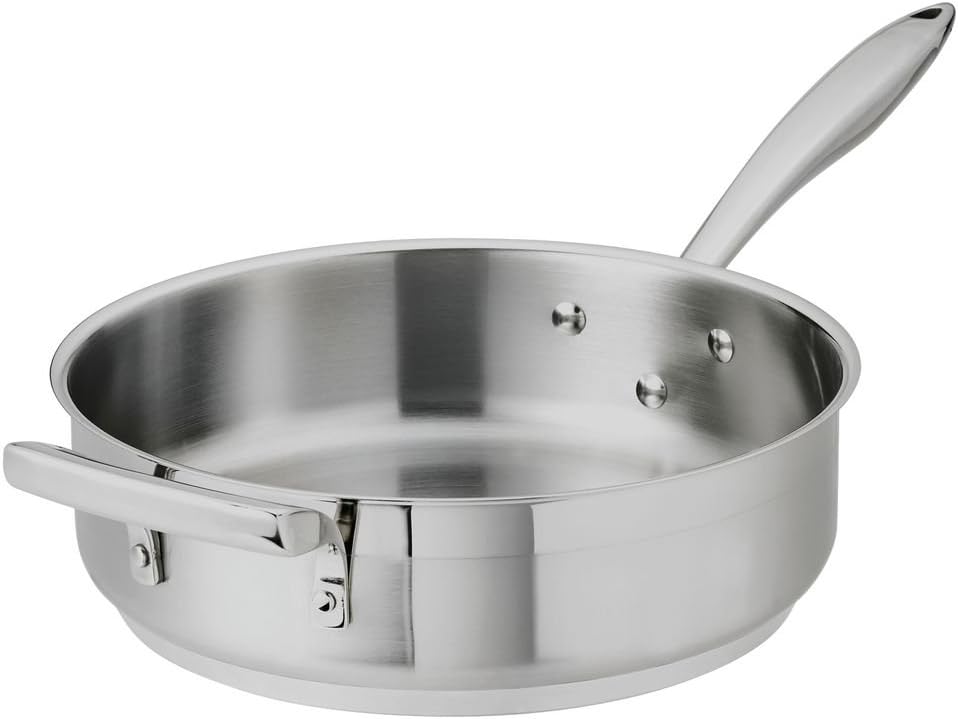 Browne Thermalloy 4 qt Stainless Steel Straight-Sided Sauté Pan with Handle - 11 4/5'Dia x 4 7/10'H