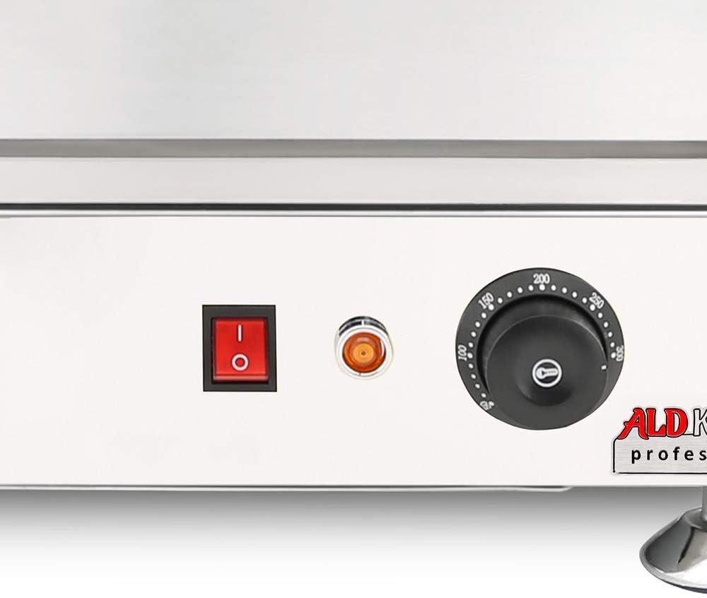 ALDKitchen Flat Top Griddle | Teppanyaki Grill with Dual Thermostat | No plug | 110V (16.00' x 18.00')