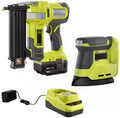 P321K1-PCL416B Fits for Ryobi 18V 18-Gauge Cordless AirStrike Brad Nailer with Cordless Corner Cat Finish Sander, 4.0 Ah Battery, Charger