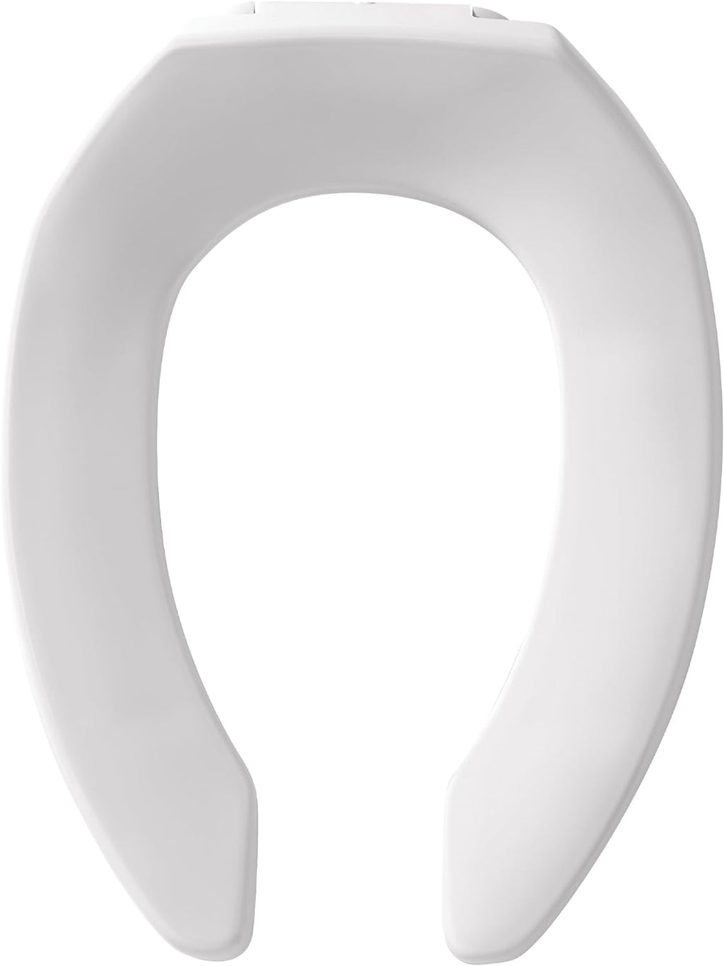 Bemis 6 Pack Commercial Open Front Plastic Toilet Seat, Heavy Duty Industrial Seat Without Lid, Secure Installation for Long Lasting Use, Made in USA, Elongated, White, 1955CT