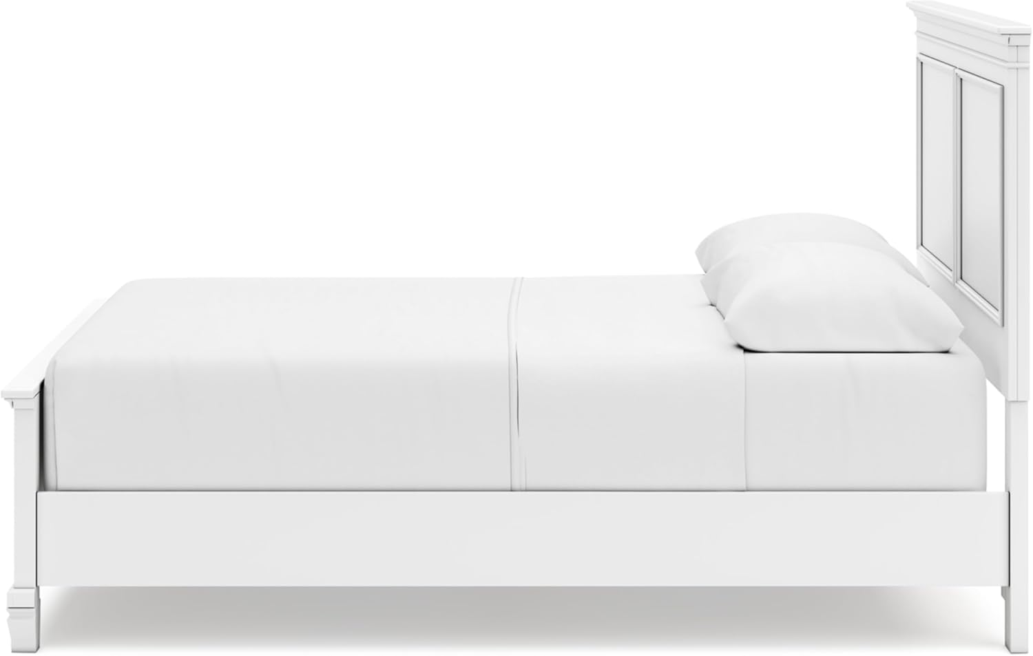 Signature Design by Ashley Fortman Transitional Queen Panel Bed with Tapered Feet, Foundation or Box Spring Needed, White