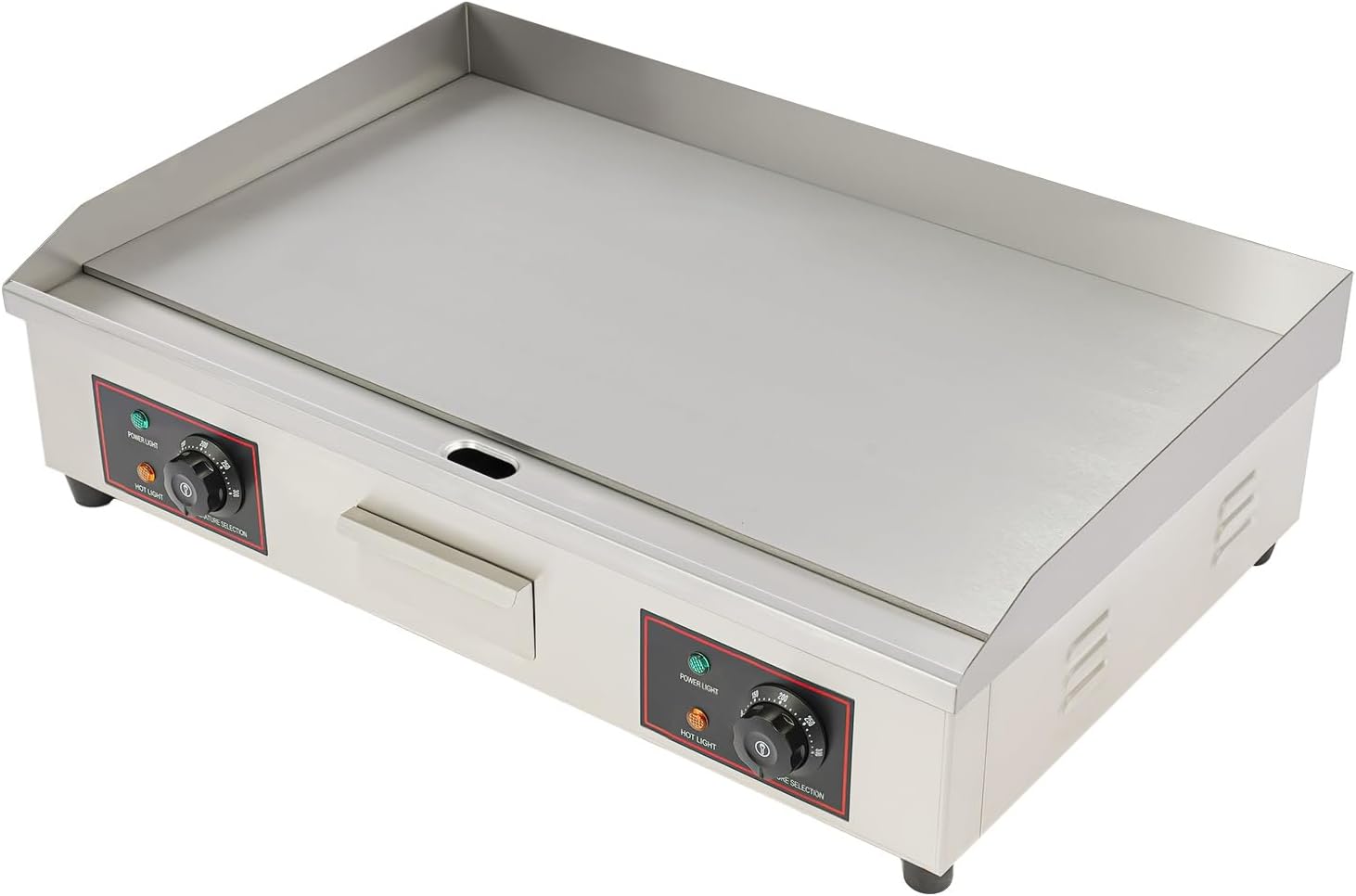 Electric Countertop Flat Top Griddle, Food Grade Stainless Steel Commercial Kitchen with Adjustable Temperature Control 122-572℉ Commercial Electric Griddle for Processing Vegetables, Meat