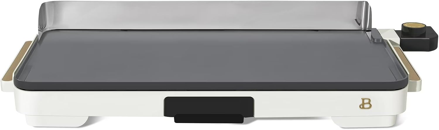 Extra Large Electric Griddle 12x22 Inch, 1500W Nonstick Countertop Griddle with Removable Backsplash and Adjustable Temperature Control for Family Breakfast & Indoor Cooking (White Icing)