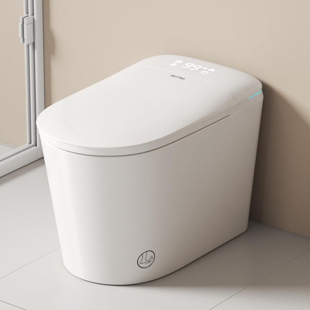 Smart Toilet with Auto Open/Close Lid, ADA Height Heated Seat, Warm Water Bidet, Dryer, Night Light, Dual Auto Flush, Foot Sensor Operation, Modern Elongated One-Piece Toilet for Bathrooms