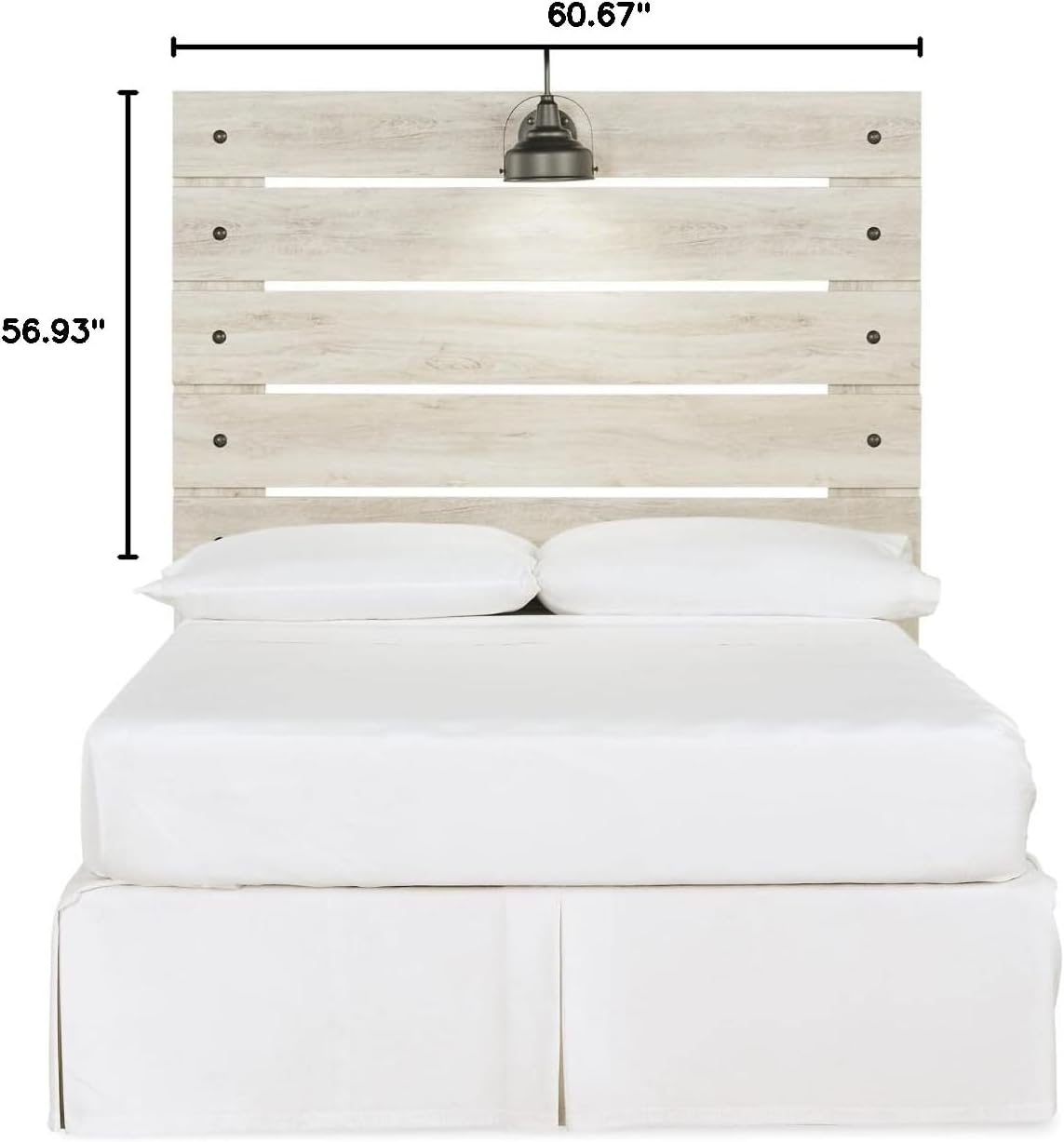 Signature Design by Ashley Cambeck Farmhouse Panel Headboard ONLY, Includes USB Charging Stations, For Full Size Beds, Whitewash, 57.09' W x 3.74' D x 60.47' H