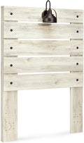Signature Design by Ashley Cambeck Farmhouse Panel Headboard ONLY with USB Charging Stations, Twin, Whitewash