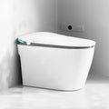 WinZo Modern Smart Toilet, 1.28 Intelligent Bidet Toilet with Auto Open/Close, Heated Seat with Warm Water and Dryer, Tankless Design with Remote Control, LED Display For Master Bathroom, gray