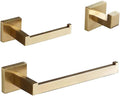 Brushed Gold Bathroom Accessories Set 3-Piece Bathroom Hardware Set Wall Mounted Toilet Paper Holder Hand Towel Ring Robe Hook,BG 3 pcs Set