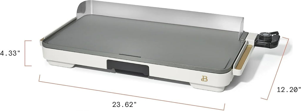 Extra Large Electric Griddle 12x22 Inch, 1500W Nonstick Countertop Griddle with Removable Backsplash and Adjustable Temperature Control for Family Breakfast & Indoor Cooking (White Icing)