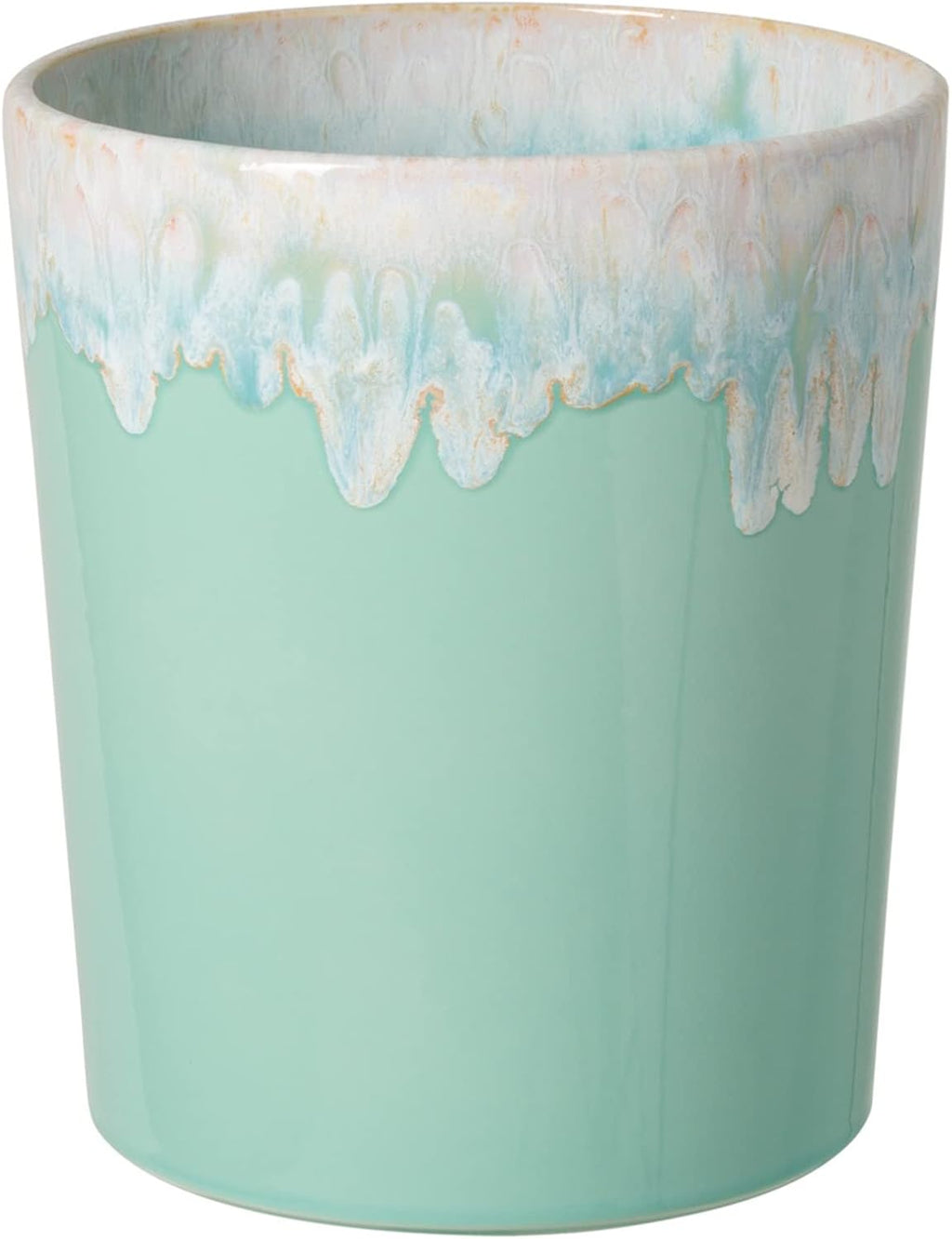 Casafina Ceramic Wastebasket Trash Can - Taormina Collection, Aqua | Stoneware Bathroom Accessories | Quality Bath Decor | 8'' x 9.75'', 203 oz.