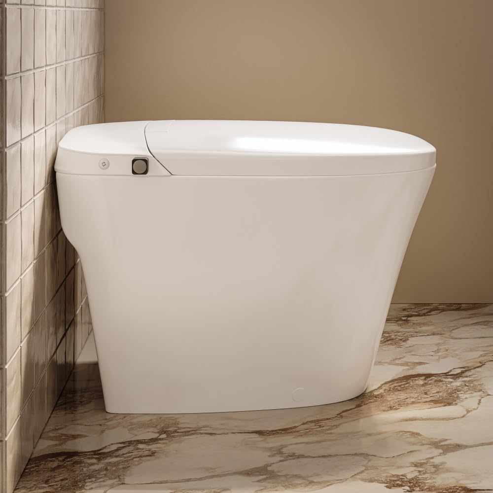 Swiss Madison Hugo H Power Flush Tankless Toilet 7' Back Outlet 1 GPF Non-Electric Toilet with Integrated Tank and Manual Bidet in Glossy White