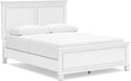 Signature Design by Ashley Fortman Transitional Queen Panel Bed with Tapered Feet, Foundation or Box Spring Needed, White